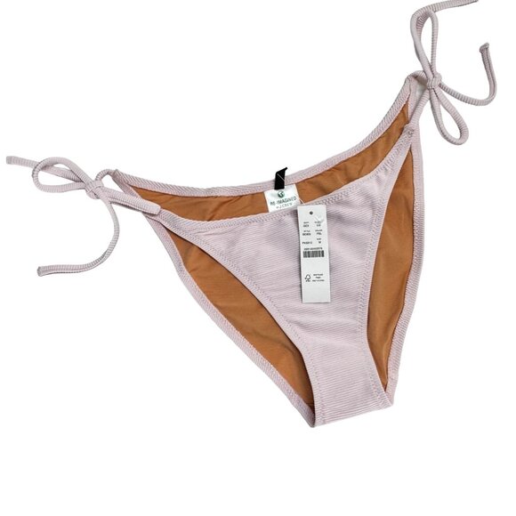 J.Crew Re-Imagined Pink Ribbed Bikini Bottoms M - Picture 1 of 5
